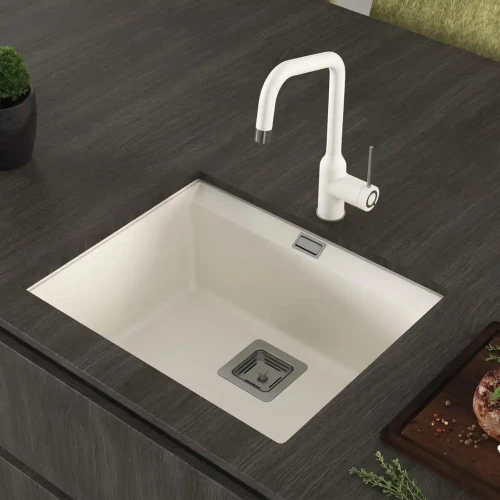 Delicja Hansloren zlewozmywak konglomeratowy podwieszany 555x455 biały - DEBO-1PMB ar