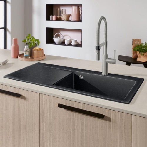 Subway Style 60 Villeroy&Boch zlewozmywak ceramiczny prawy white chromit czarny połysk 336101J0