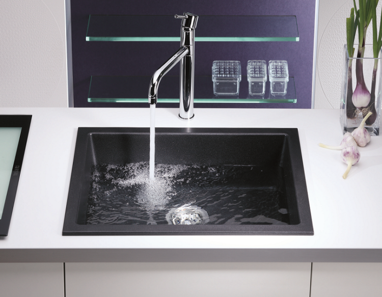 Blues Hansloren zlew granitowy 1- komorowy 609x457 biały - BUBN-1WMB