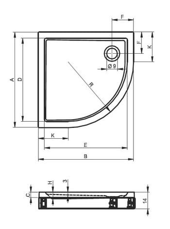 RIHO BRODZIK SV 279 80x80x14 biały z panelem - DA87