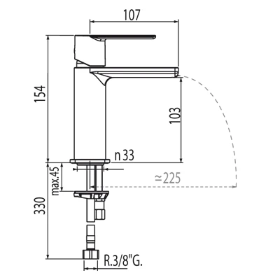 Loft-Tres bateria umywalkowa kaskada otwarta chrom – 200.110.02