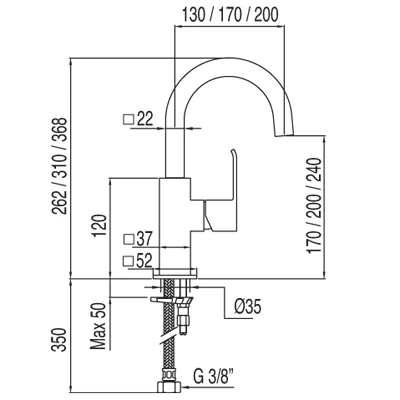 Cuadro-Tres bateria umywalkowa chrom - 1.06.605