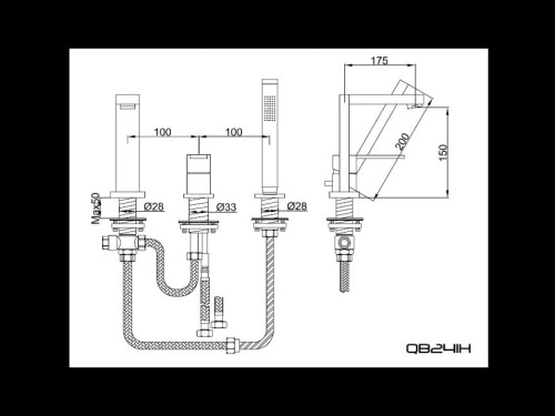 Excelent Kohlman bateria wannowa 3 otworowa chrom -  QB241H tech