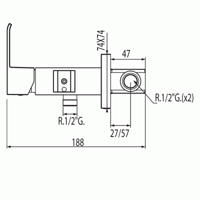 Cuadro-Tres bateria podtynkowa do bidetu lub wc do montażu w karton gipsie chrom - 006.123.02