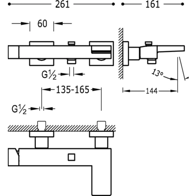Slim-Tres Bateria wannowa chrom - 202.170.01