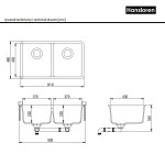 Bianco Hansloren zlewozmywak konglomeratowy podwieszany 810x480 czarny - B8CO-3PMB rysunek