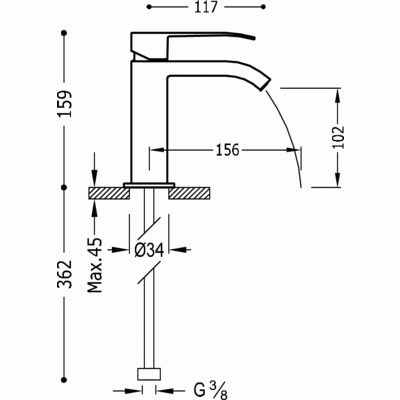 Cuadro-Tres Bateria umywalkowa z wylewką kaskada chrom – 00610101