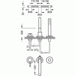Study-Tres Bateria wannowa trzyotworowa  dźwignia chrom - 26215001