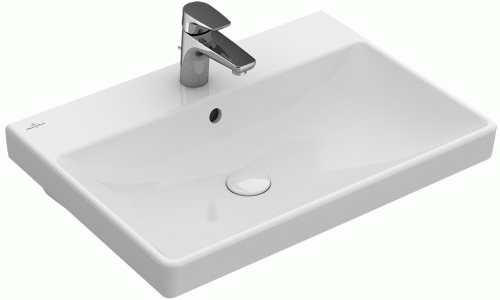Avento V&B umywalka prostokątna wybity środkowy otwór pod armaturę 600x470mm white alpin Ceramicplus - 4158 60 R1