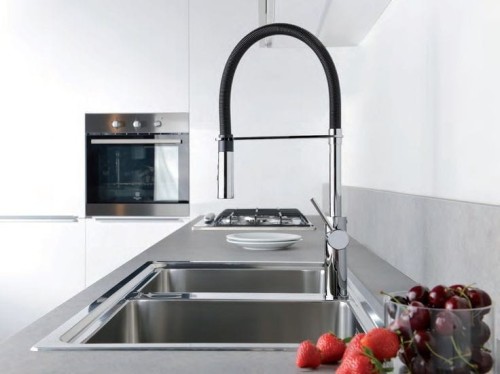 Light Paffoni bateria zlewozmywakowa sprężyna chrom/czarna - LIG179CRNO