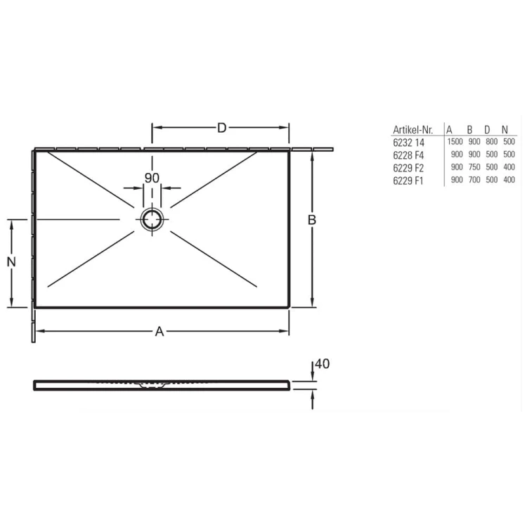 Subway Infinity V&B brodzik ceramiczny kwadratowy 900x900 nie szkliwione – 6228 H4 01