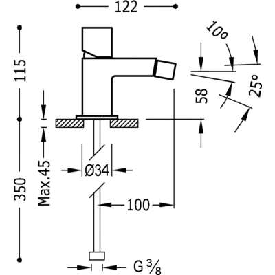 Cuadro-Tres Bateria bidetowa pokrętło chrom – 00712001