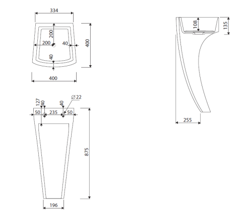Waver Marmorin umywalka przyścienna bez otworu na baterię - P_S_098_01_0400