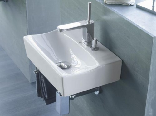 Rhin/D Bathco umywalka podwieszana z dozownikiem i relingiem 425x30cm - 4908/D