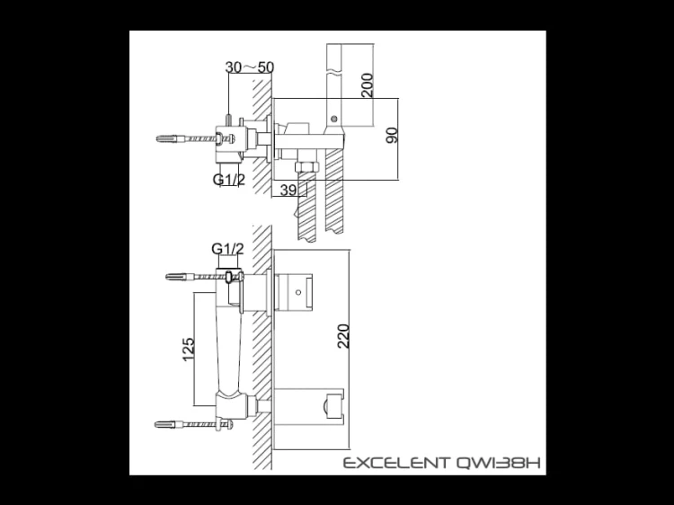  Excelent Kohlman bateria bidetowa ścienna chrom - QW138H