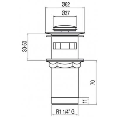Tres odpływ umywalkowy przelewowy click-clack chrom 37 mm - 1.34.541.10