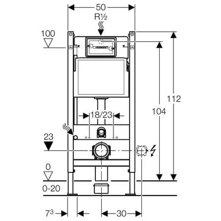 Duofix Basic element montażowy do WC UP100 Delta H112 Geberit - 111.153.00.1