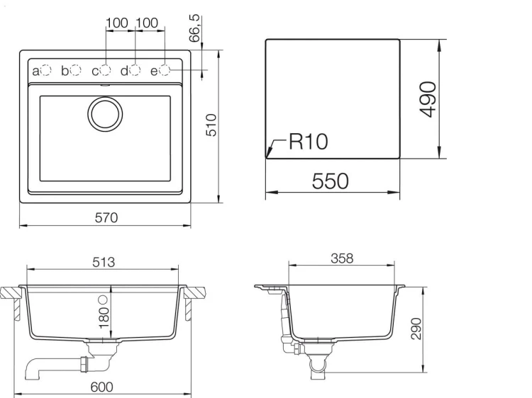 Mono N-100 A Schock zlewozmywak konglomeratowy 510x570 puro - MONN100APUR