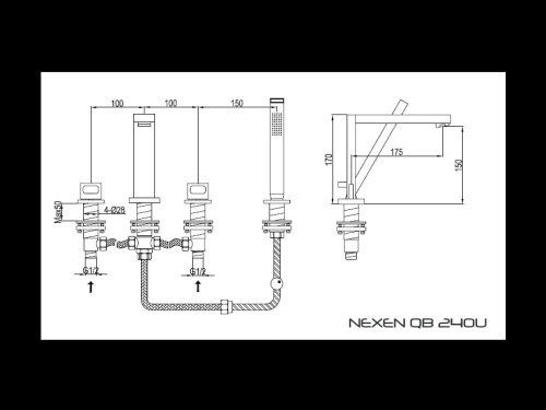 Nexen Kohlman bateria wannowa chrom – QB240U