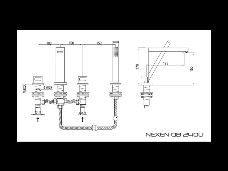 Nexen Kohlman bateria wannowa chrom – QB240U