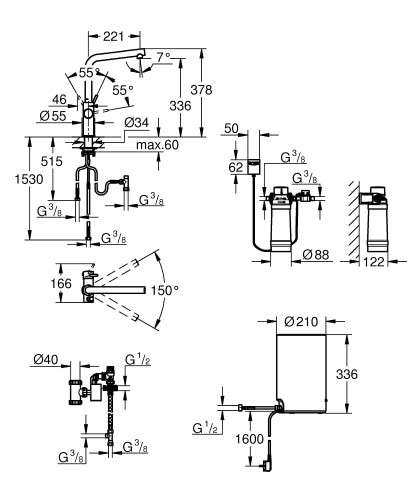 Red New Duo Grohe bateria kuchenna z boilerem 4 litry chrom - 30327 001