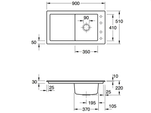 Timeline 50 V&B Premiumline zlew ceramiczny 510x900 Ebony 330701S5
