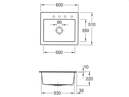 Subway 60 S Premiumline V&B zlewozmywak ceramiczny 510x600mm korek manualny chromit -  330901J0