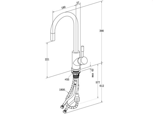 umbrella-flex-villeroy&boch-bateria-zlewozmywakowa-wyciągana-wylewka-stal-nierdzewna-szczotkowana-925400lc