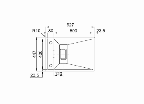 Invisible 50 Hansloren by Rodi zlewozmywak 1komorowy 627x447 korek manulany stal szczotkowana komplet z baterią - IVSN-1FMB