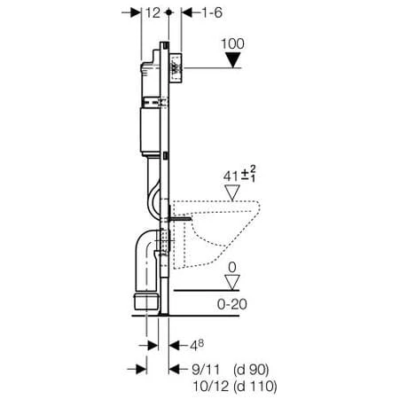 Duofix Basic element montażowy do WC UP100 Delta H112 Geberit - 111.153.00.1
