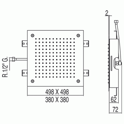 Tres głowica natryskowa ze stali nierdzewnej 500x500 mm chrom – 1.34.951
