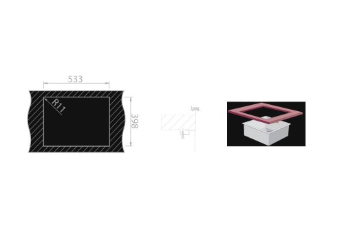 Box Lux 55 Hansloren zlewozmywak podblatowy 575x440 korek manulany stal szczotkowana - BLSN-2PMB montaz