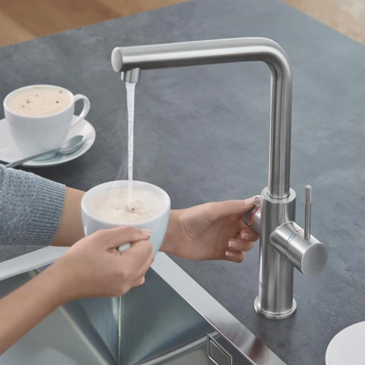Red New Duo Grohe bateria kuchenna z boilerem 4 litry supersteel - 30327 DC1