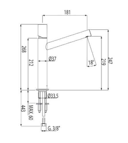 Max-Tres bateria umywalkowa h:268 chrom - 061.206.01