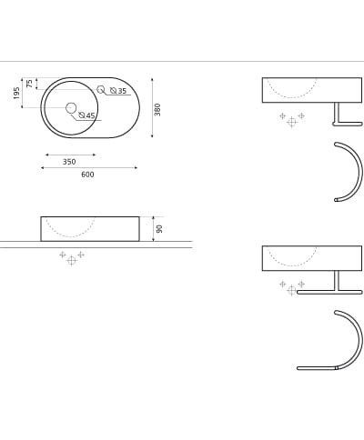 Fuengirola Bathco umywalka ceramiczna nablatowa - 0065B