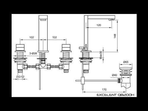 Excelent Kohlman bateria umywalkowa dwuuchwytowa chrom -   QB200H