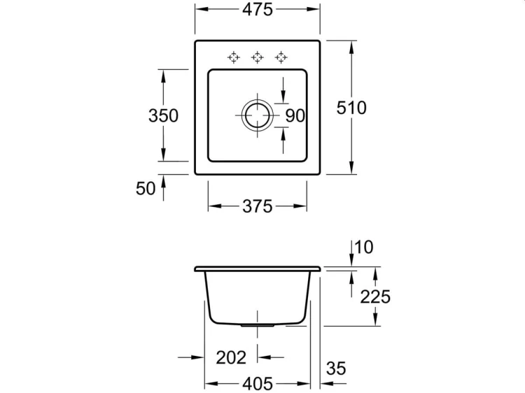 Subway XS Premiumline V&B zlewozmywak ceramiczny 510x475 korek manualny fossil (mat) - 678101KD