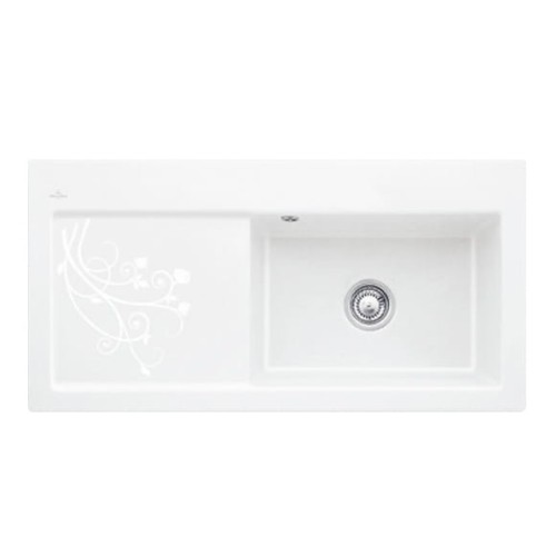 Subway 60 XL Premiumline V&B zlewozmywak ceramiczny 510x1000 korek manualny prawy decor la rose - 671901KW