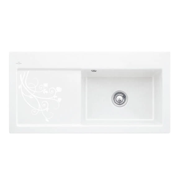 Subway 60 XL Premiumline V&B zlewozmywak ceramiczny 510x1000 korek manualny prawy decor la rose - 671901KW