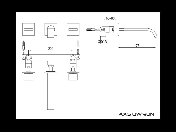 Axis Kohlman bateria umywalkowa podtynkowa chrom - QW190N