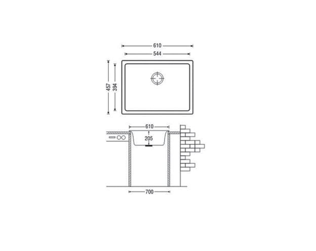 Blues Hansloren zlew granitowy 1- komorowy 609x457 biały - BUBN-1WMB