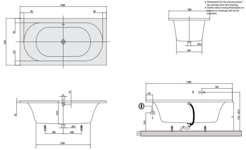 Loop&Friends Square Duo Villeroy&Boch wanna prostokątna 190x90 - UBA199LFO2V