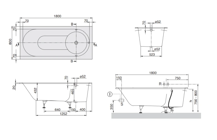 Libra V&B Wanna prostokątna 1800x800 mm white alpin – UBQ180LIB2V-01
