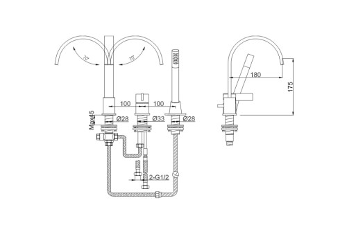 Dexame Kohlman bateria wannowa chrom - QB241D
