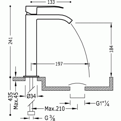 Cuadro-Tres Bateria umywalkowa z wylewką typu  241 mm  chrom 00661001