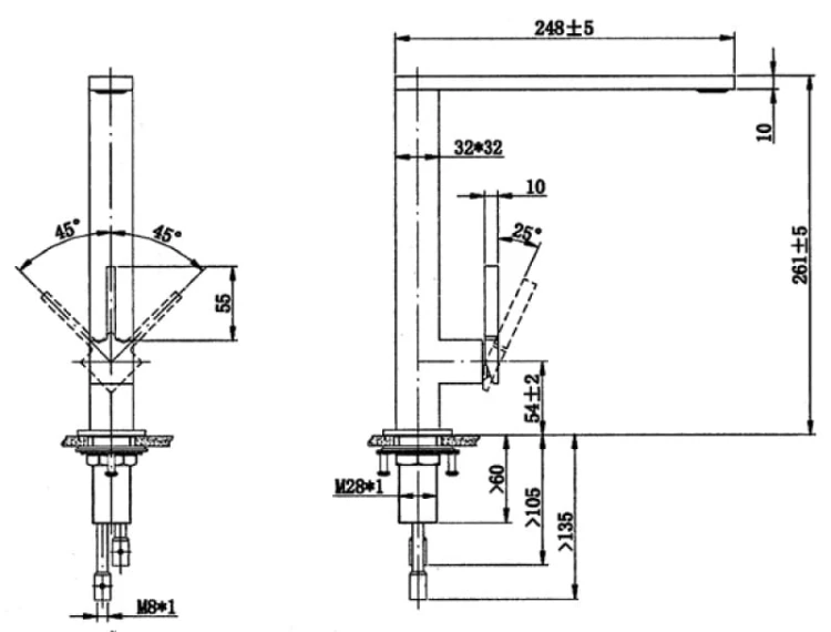 Finera Square bateria zlewozmywakowa stal nierdzewna - 927100LC