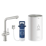 Red New Duo Grohe bateria kuchenna z boilerem 4 litry supersteel - 30327 DC1