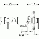 3V Tres bateria podtynkowa trójdrożna chrom - 210.273.99  wymiary