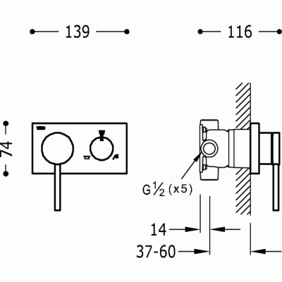 3V Tres bateria podtynkowa trójdrożna chrom - 210.273.99  wymiary