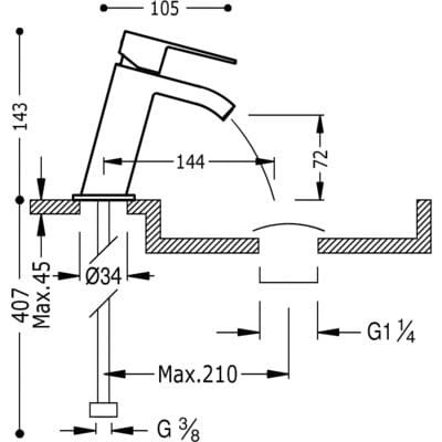 Cuadro-Tres Bateria umywalkowa z wylewką typu kaskada chrom - 006.201.01